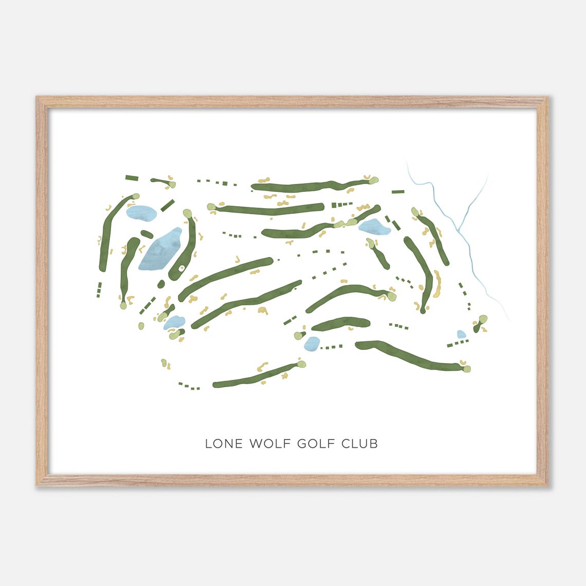 Lone Wolf Golf Club Canada Modern Watercolor Course Map Poster