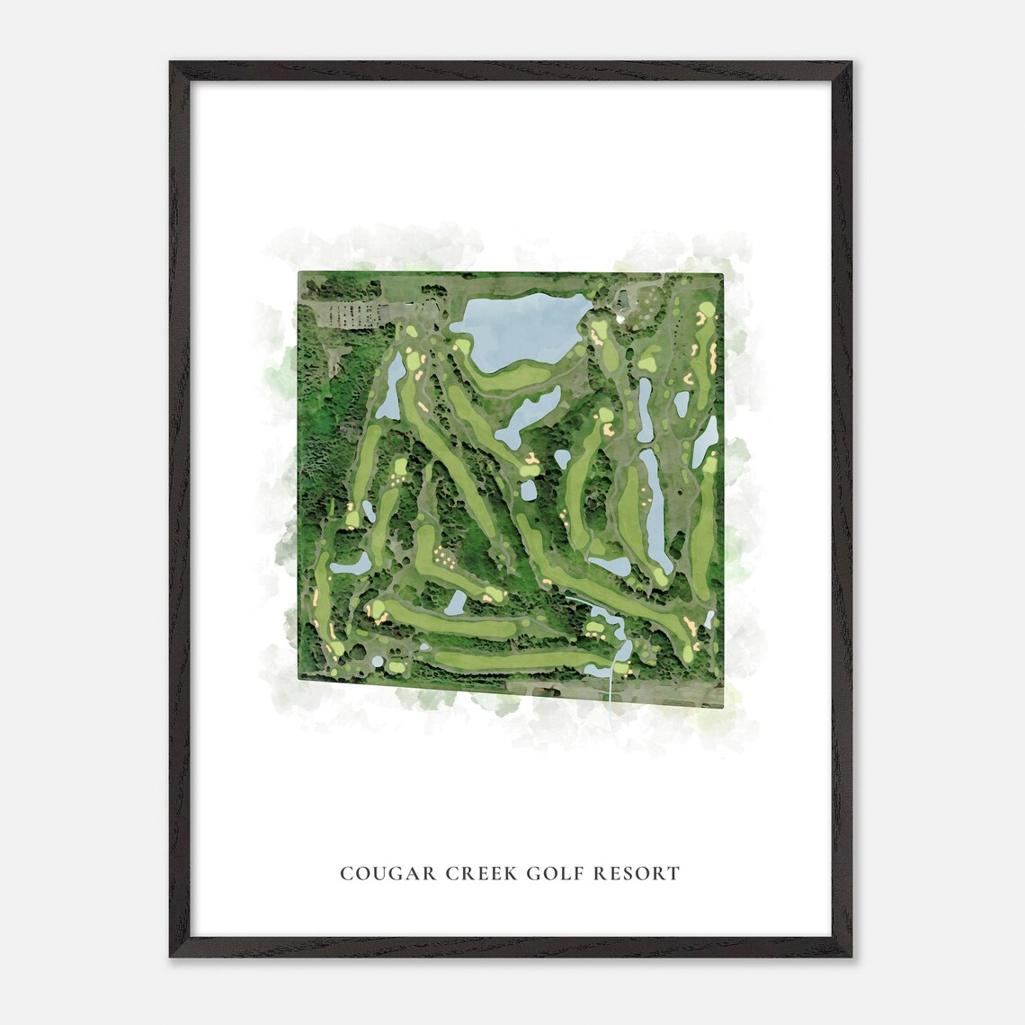 Cougar Creek Golf Resort Carvel Canada Classic Watercolor Golf Map Poster - Image 2