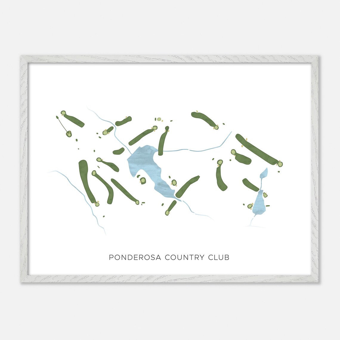 Ponderosa Country Club Watercolor Fairway Map Lakeside Layout Poster - Image 4