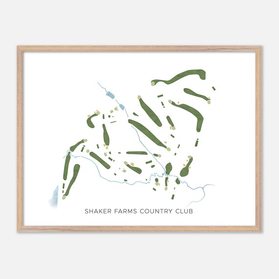 Shaker Farms Country Club Golf Course Map Minimalist Green Art Poster