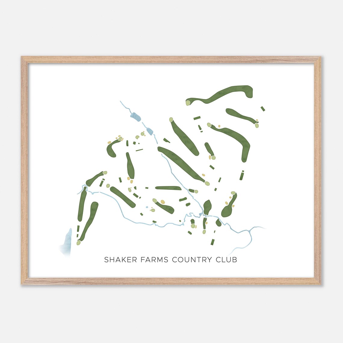 Shaker Farms Country Club Golf Course Map Minimalist Green Art Poster