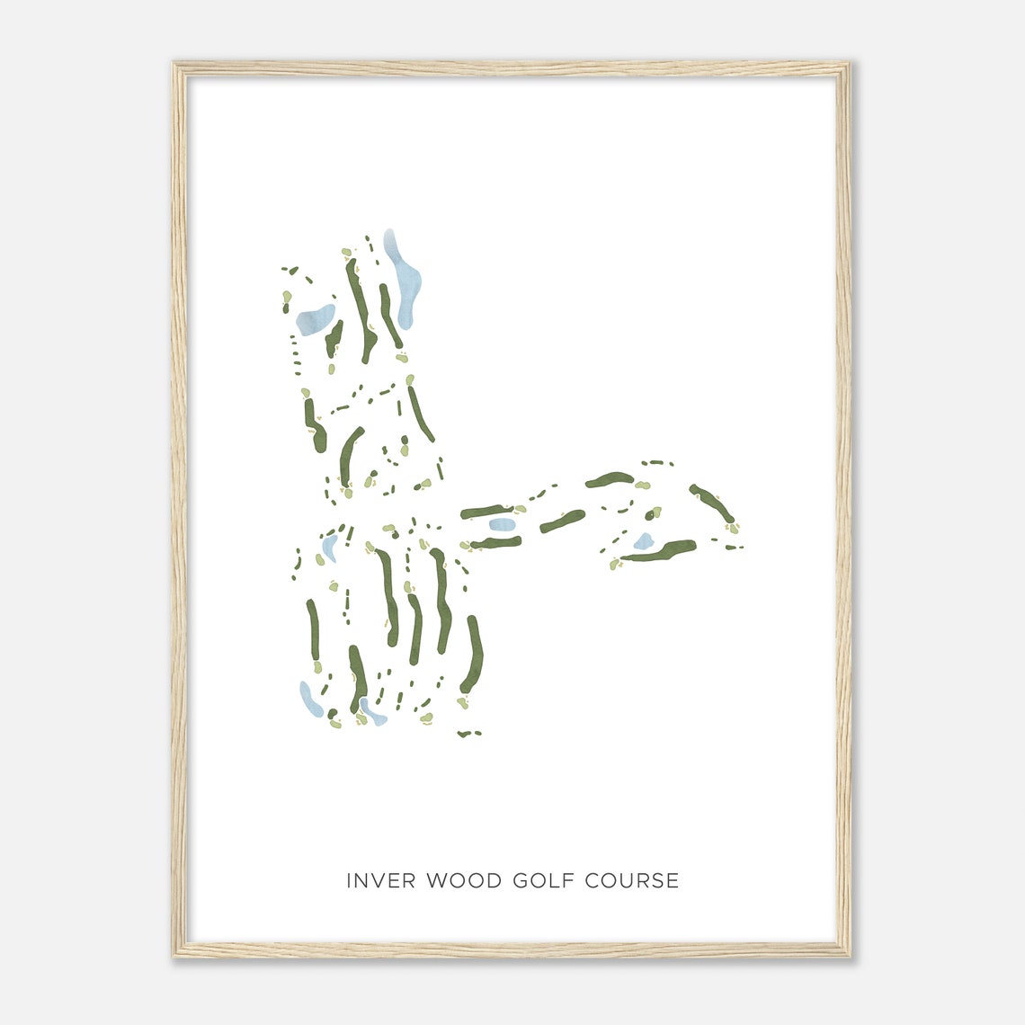 Inver Wood Golf Course Modern Minimalist Watercolor Map Poster - Image 2
