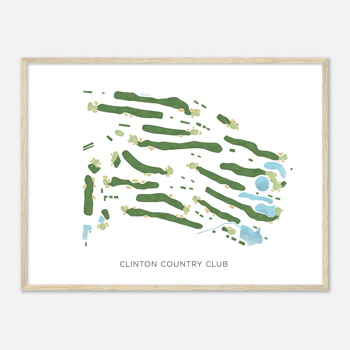 Clinton Country Club Connecticut Modern Watercolor Golf Map Poster - Image 2