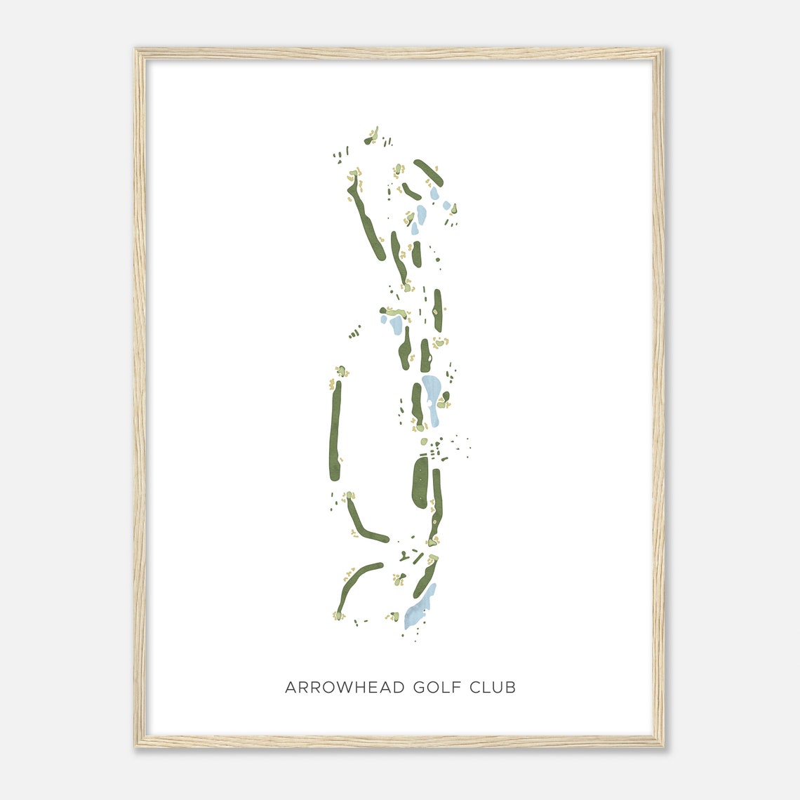 Arrowhead Golf Club Minimalist Watercolor Map Golfer Gift Wall Art