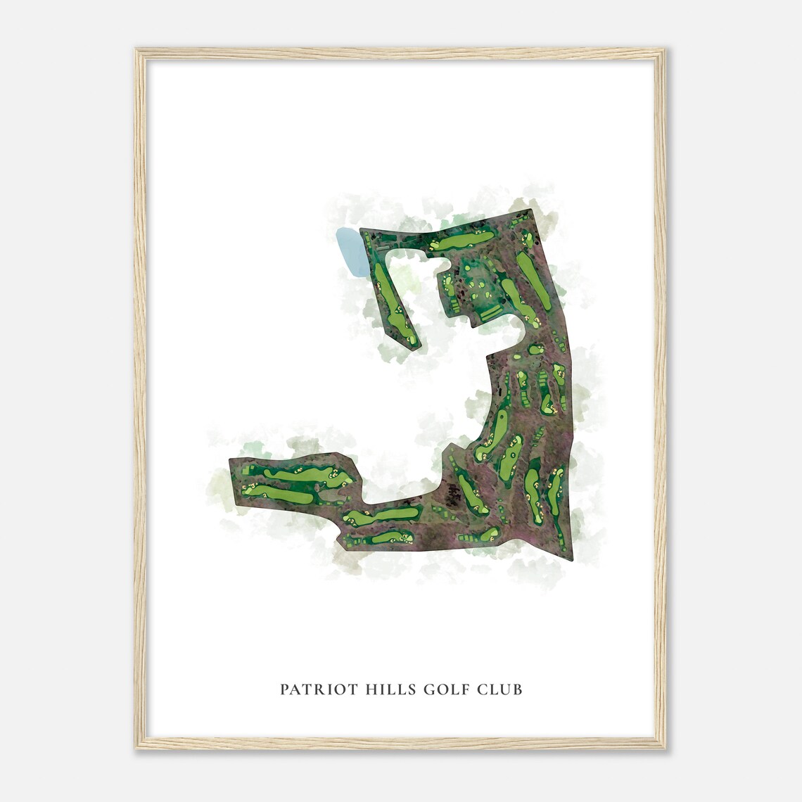 Patriot Hills Golf Club Classic Watercolor Aerial Course Map Poster - Image 2