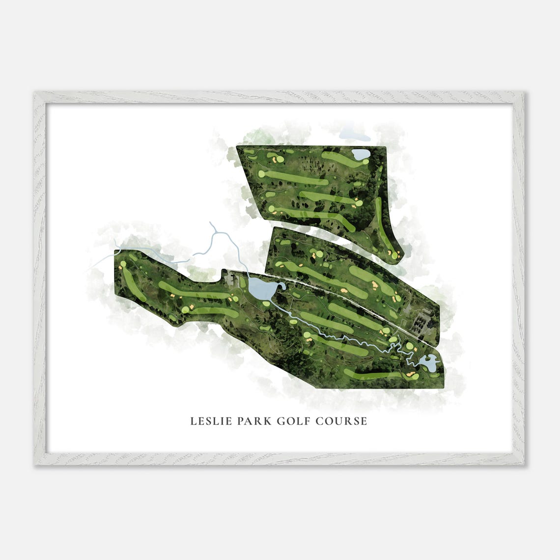 Leslie Park Golf Course Classic Watercolor Aerial Map Poster - Image 4