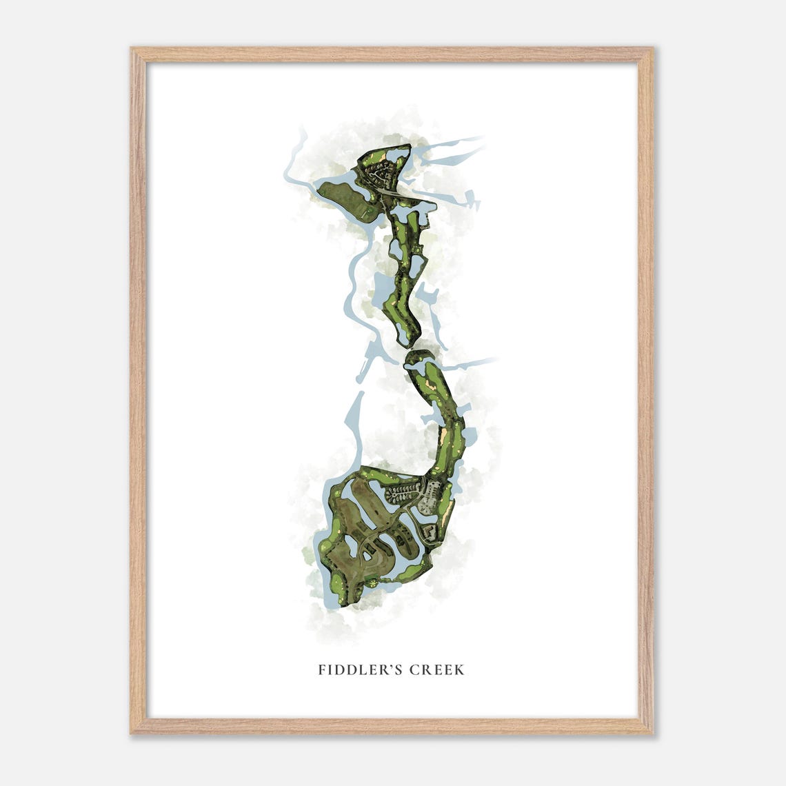 Fiddler's Creek Classic Watercolor Golf Course Map Art Poster - Image 2