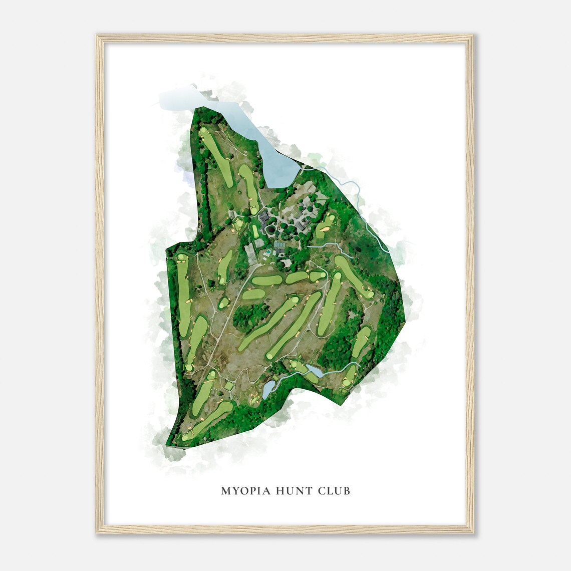 Myopia Hunt Club Classic Aerial Watercolor Golf Course Poster