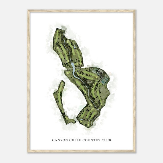 Canyon Creek Country Club Texas Classic Watercolor Map Golfer Gift Golf Wall Art Golf Poster Print Course Layout