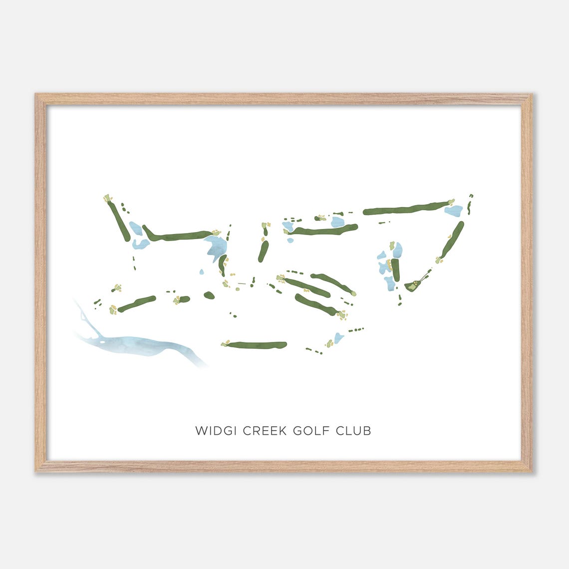 Widgi Creek Golf Club Bend Oregon Modern Watercolor Course Map Poster