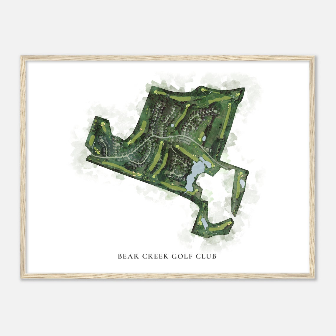 Bear Creek Golf Club Watercolor Aerial Map Course Art Poster