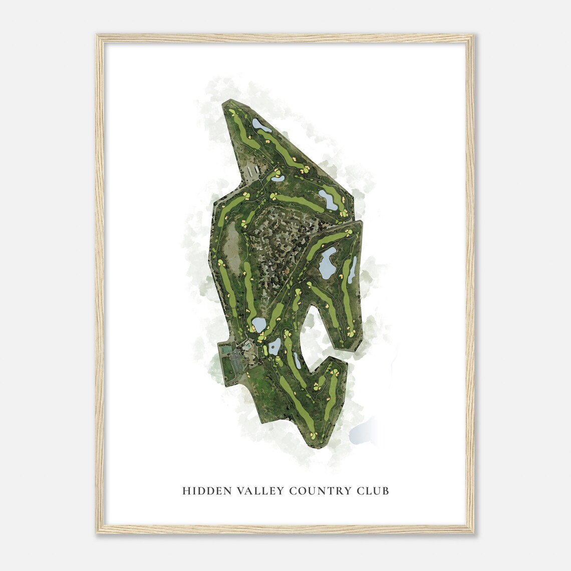 Hidden Valley Country Club Classic Watercolor Map Poster Art