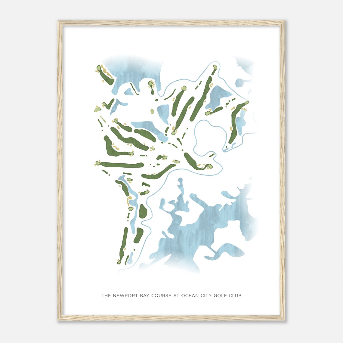 The Newport Bay Course At Ocean City Golf Club Modern Watercolor Golf Map Poster - Image 2