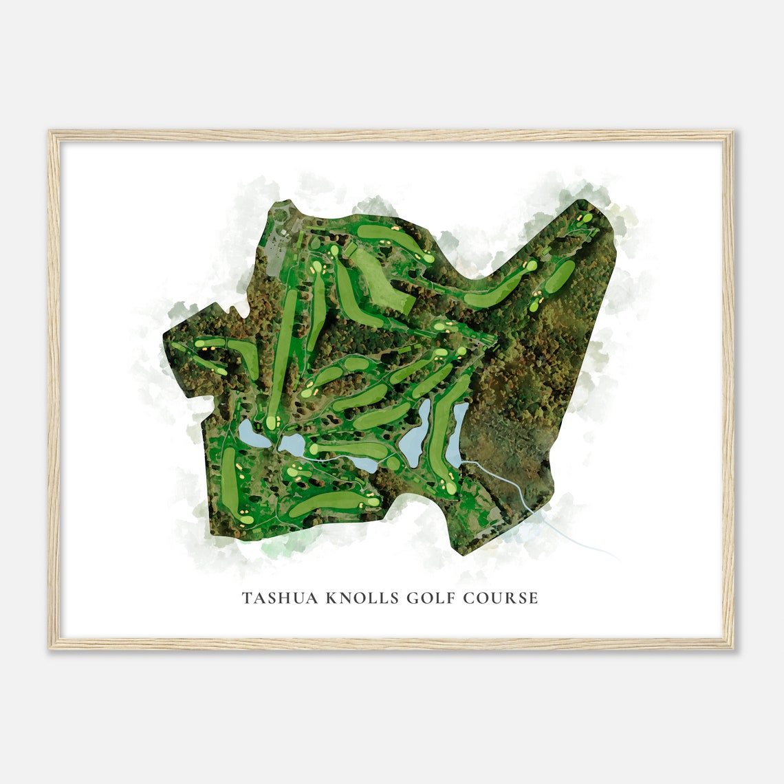 Tashua Knolls Golf Course Classic Watercolor Golf Course Map Poster - Image 2