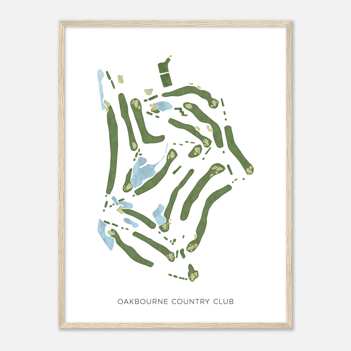 Oakbourne Country Club Beautiful Minimalist Fairway Line Map Art Poster