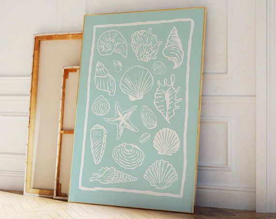 Seashells Print Art Cute Summer Art Print Girly Wall Art Trendy Beach House Decor Coastal Wall Art