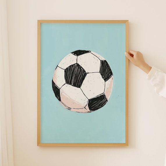 Soccer Ball Nursery Print Blue Boys Room Football Kids Sports Gallery Wall Gender Neutral Goal Prints Decor