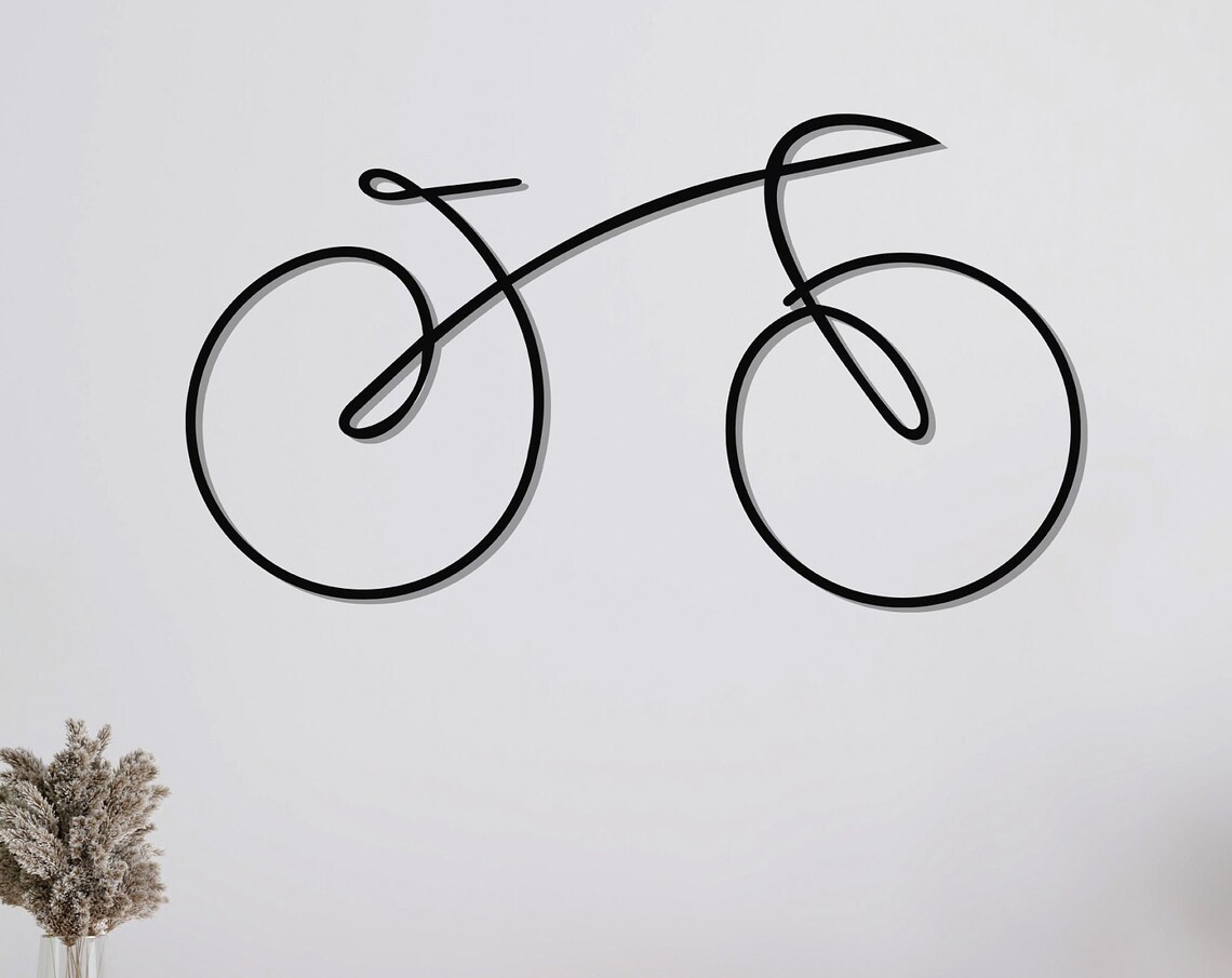 Geometric Bicycle Line Art, Home Office Wall Art Print