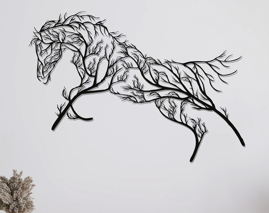 Metal Tree Horse Art Print, Farmhouse Decor