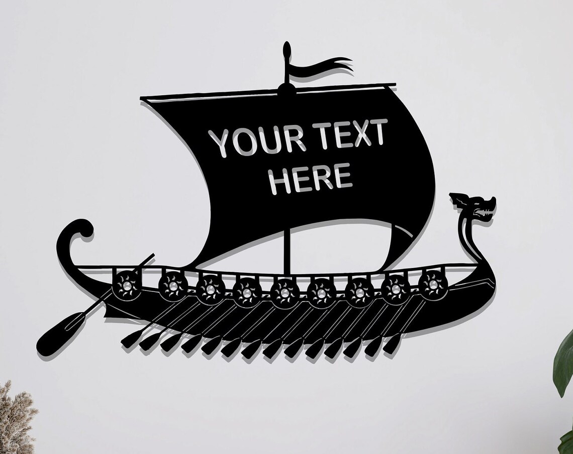 Personalized Viking Ship Decor, Metal Wall Art