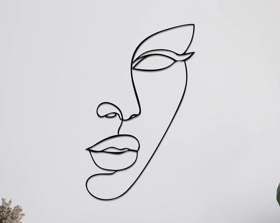 Woman Face Line Art Poster, Home Office Decor