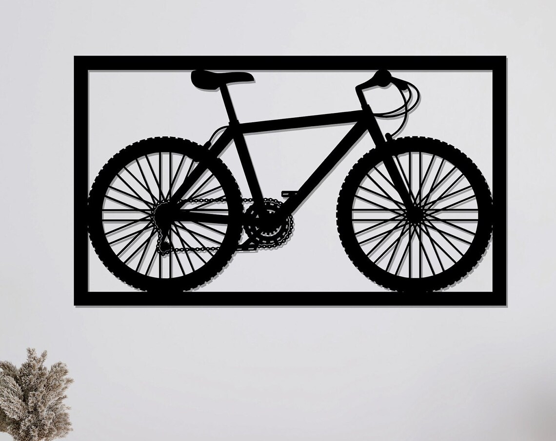 Mountain Bicycle Black Metal Wall Art Biker Sport Enthusiast Decor