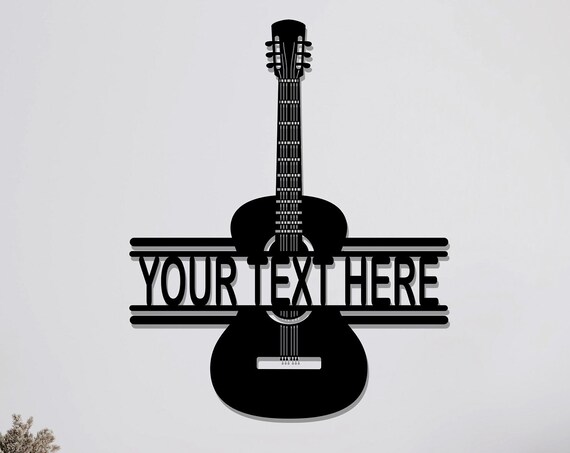 Personalized Acoustic Guitar Metal Wall Art Custom Name Banner Wall Decor