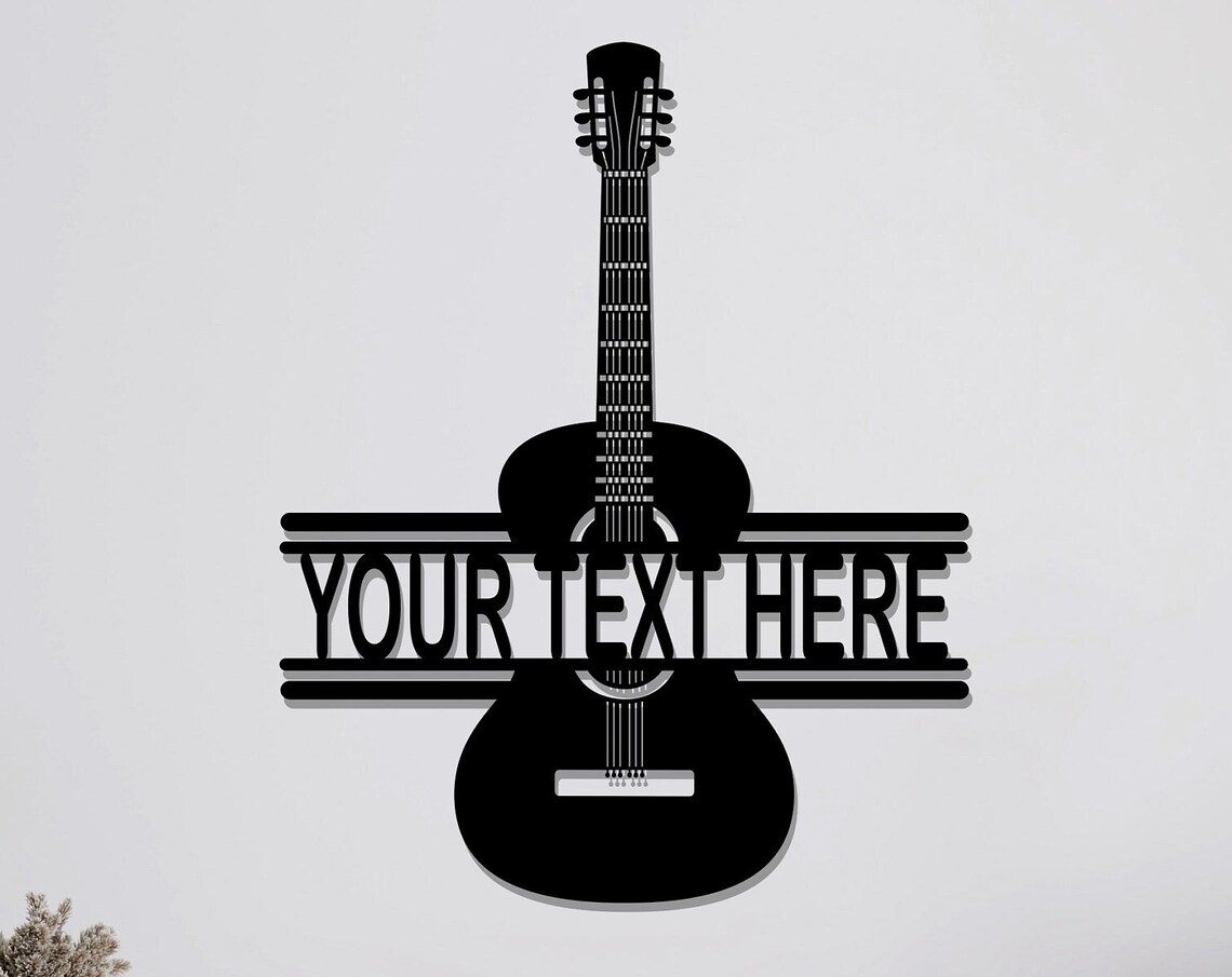 Personalized Acoustic Guitar Metal Wall Art Custom Name Banner Wall Decor