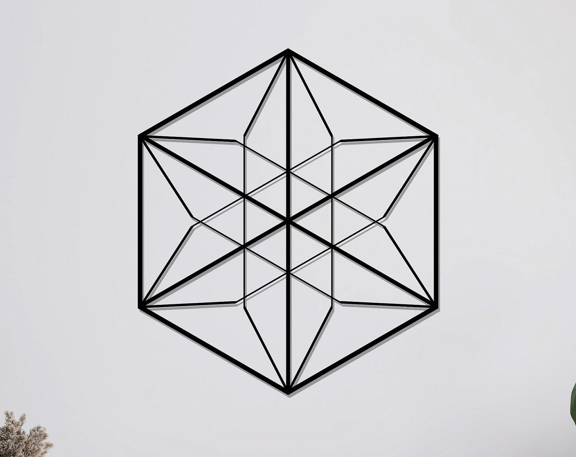 Hexagon Geometric Star Vector Pattern Black Metal Sacred Geometry Art