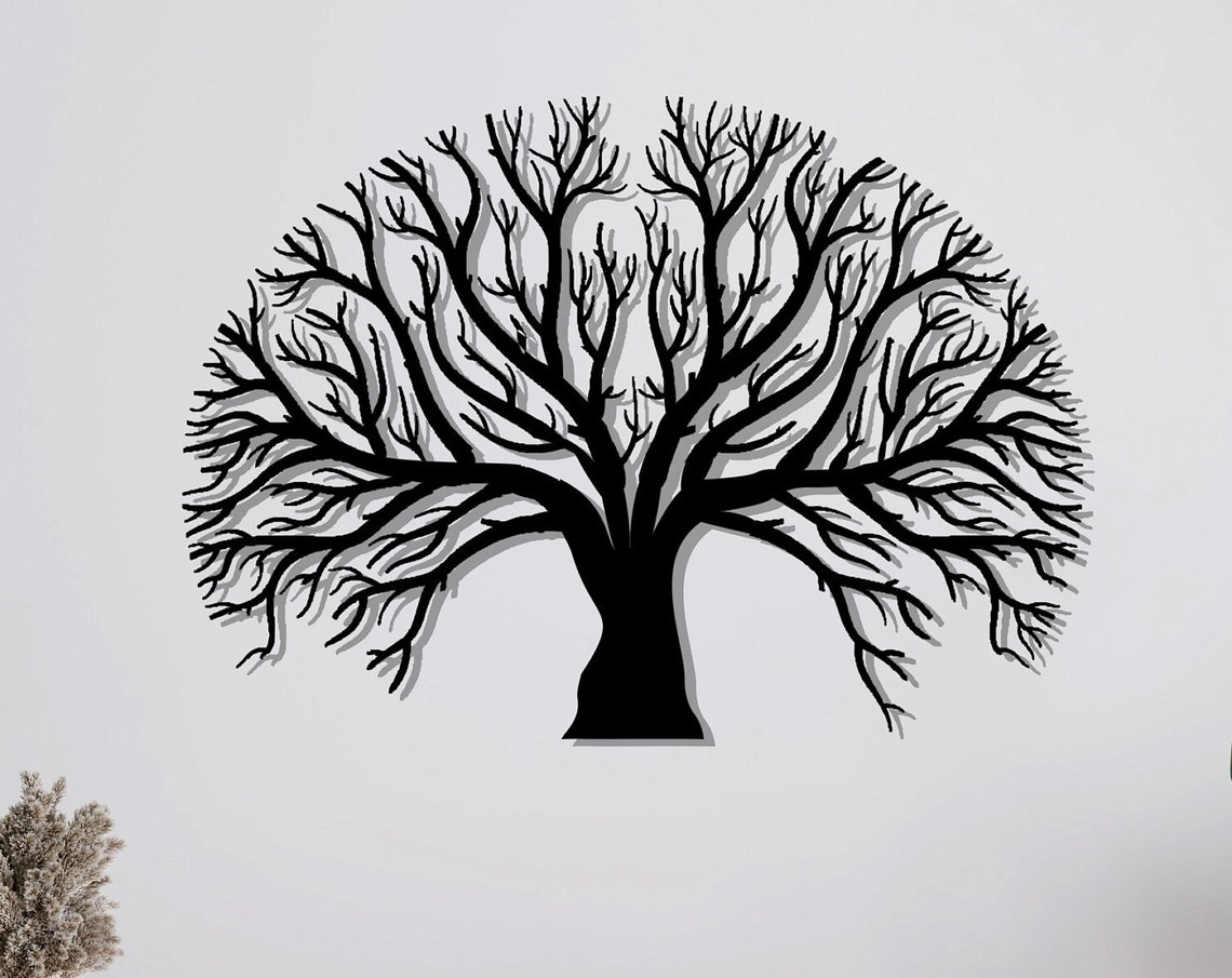 Tree of Life Bare Branches Metal Wall Art Round Canopy Tree Wall Decor