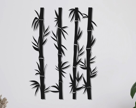 Bamboo Stalks Metal Wall Art Black Bamboo Silhouette Asian Zen Wall Decor