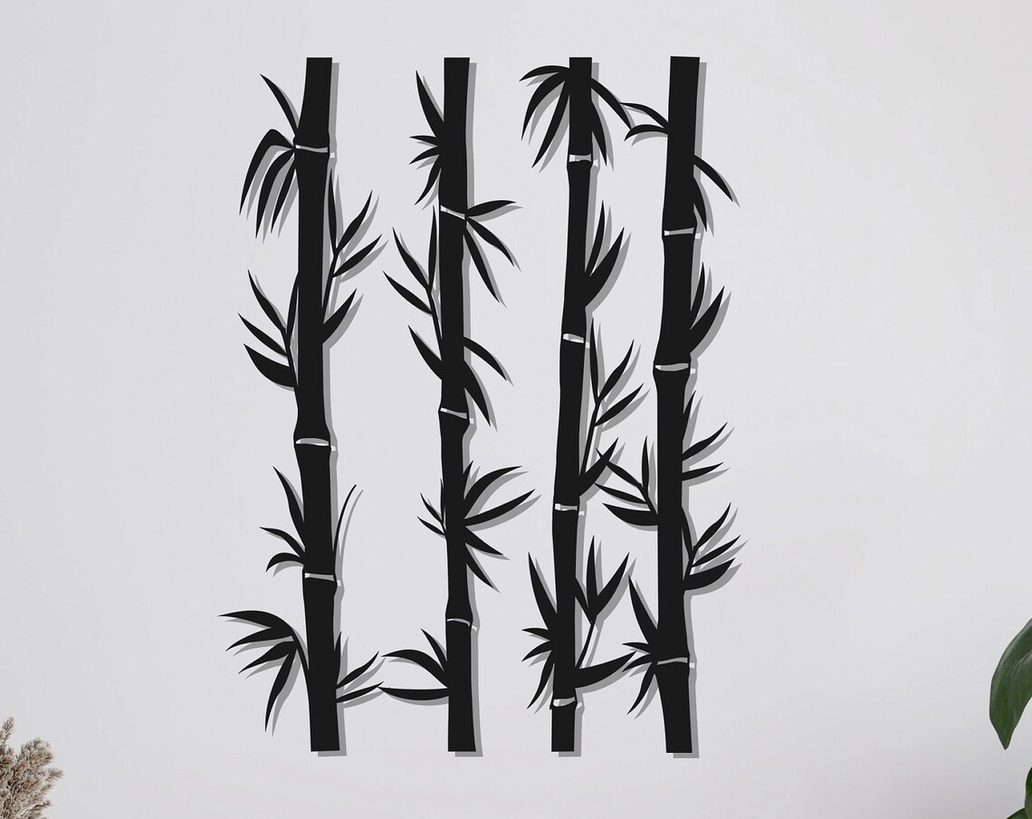 Bamboo Stalks Metal Wall Art Black Bamboo Silhouette Asian Zen Wall Decor