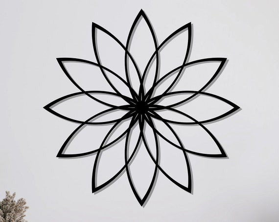 Metal Geometric Flower Wall Art Metal Wall Art Home Office Decoration Flower Lover Gift Wall Hangings Metal Art Work House Dcor
