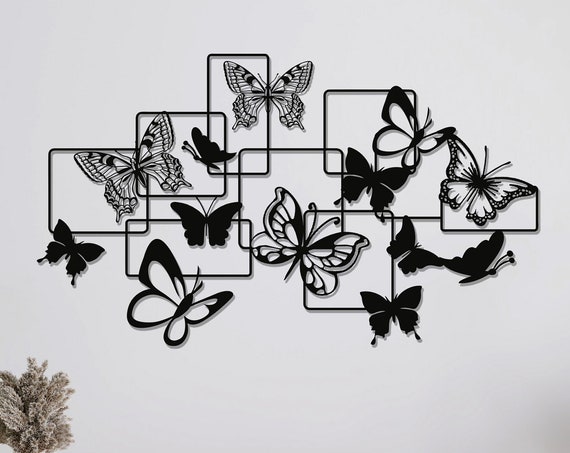Metal Flock Of Butterflies Decor Butterfly Wall Art Metal Wall Art Home Office Decoration Unique Gift Idea Wall Hangings Metal Art Work