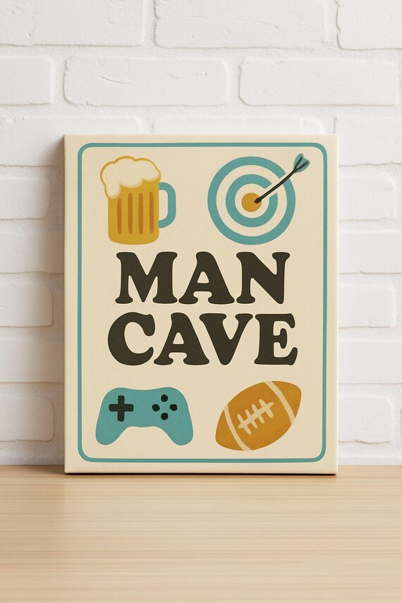 Man Cave Game Day Beer Darts Football Retro Sports Sign Poster