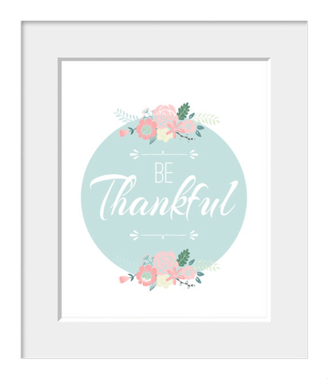 Thankful Quote Nursery Decor Floral Art Print - Image 2