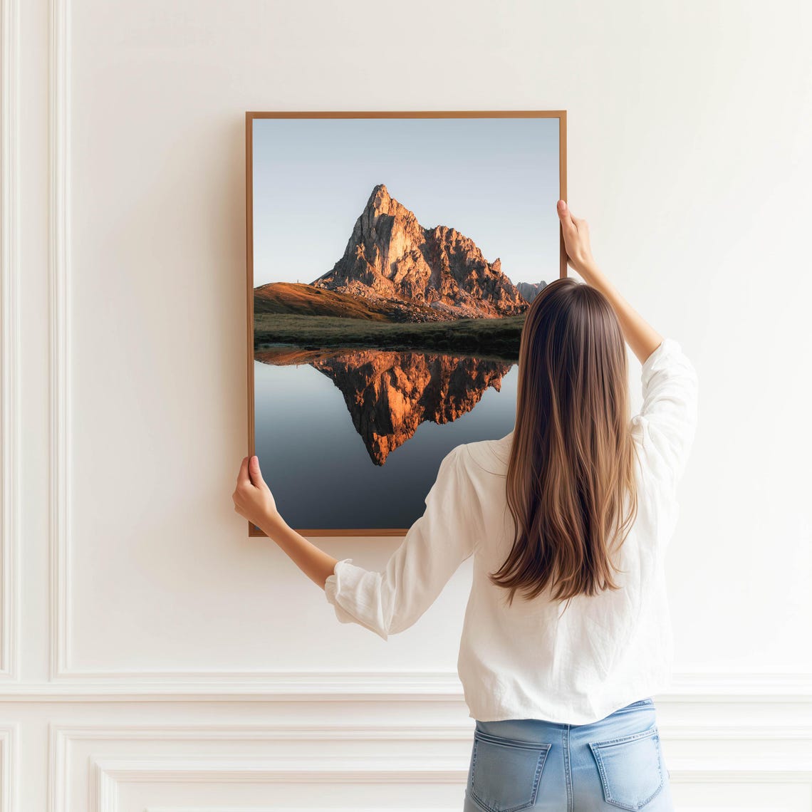 Passo Giau Dolomites Italy Pyramid Peak Mirror Reflection Poster - Image 3