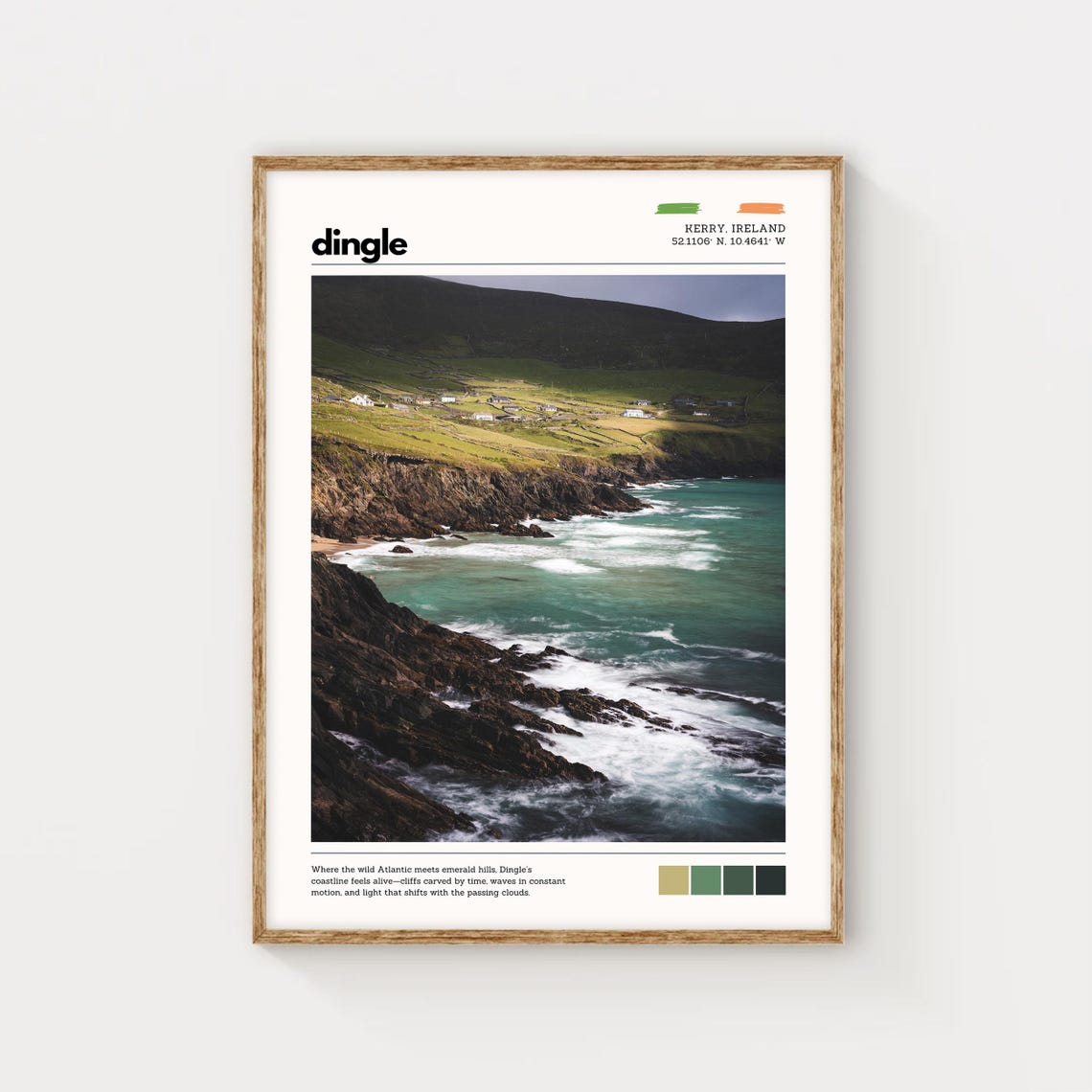 Dingle Kerry Ireland Wild Atlantic Coast Cliffs Emerald Travel Poster