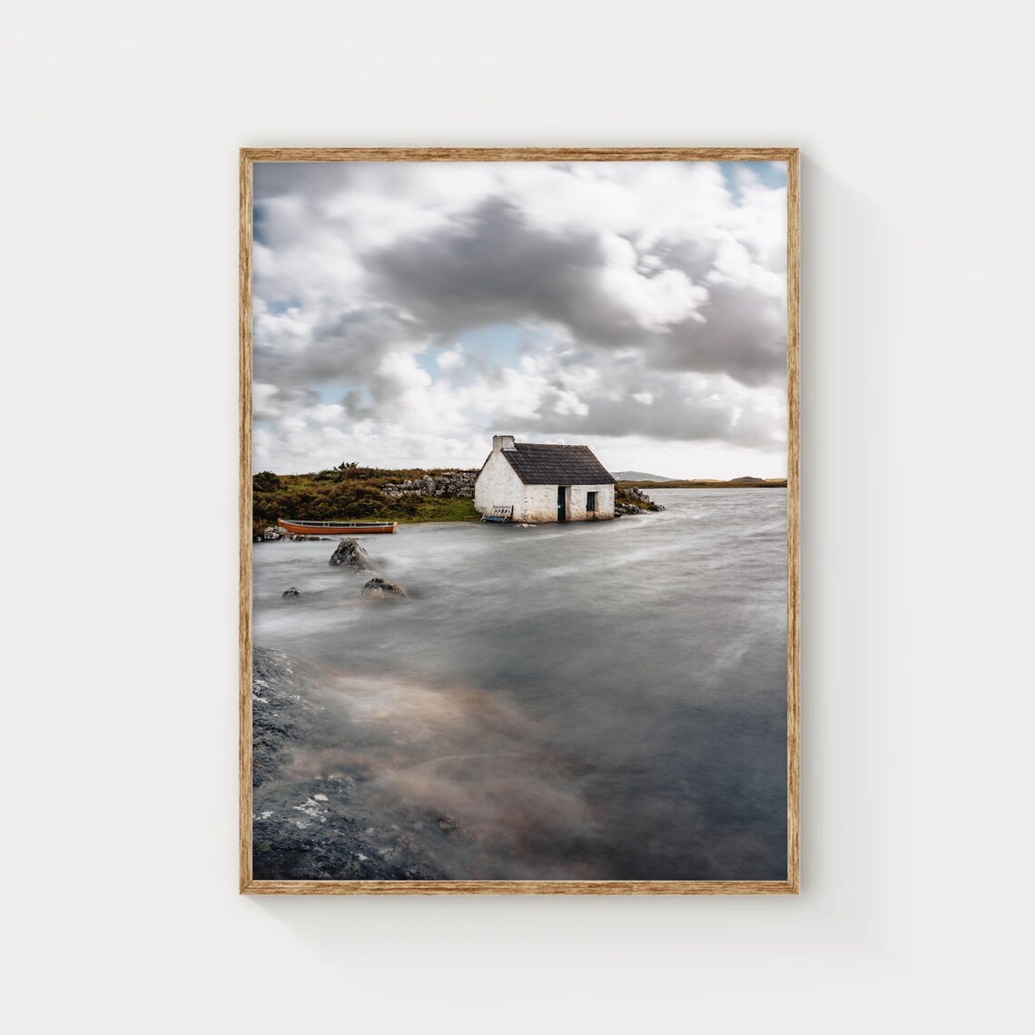 Connemara Ireland Coastal Travel Poster, Irish Cottage