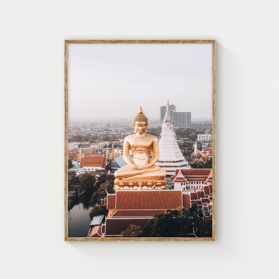 Big Buddha Bangkok Thailand South East Asia Cultural Photography Wall Art Print Modern Home Decor Cultural Artworks