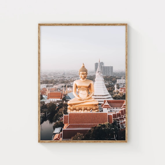 Big Buddha Wat Paknam Bangkok Golden Serene Statue Thailand Poster