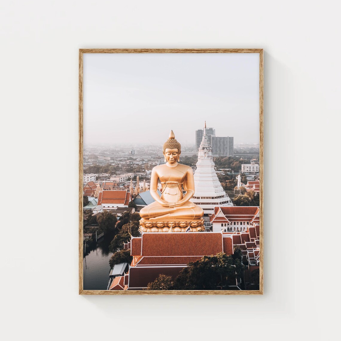 Big Buddha Wat Paknam Bangkok Golden Serene Statue Thailand Poster