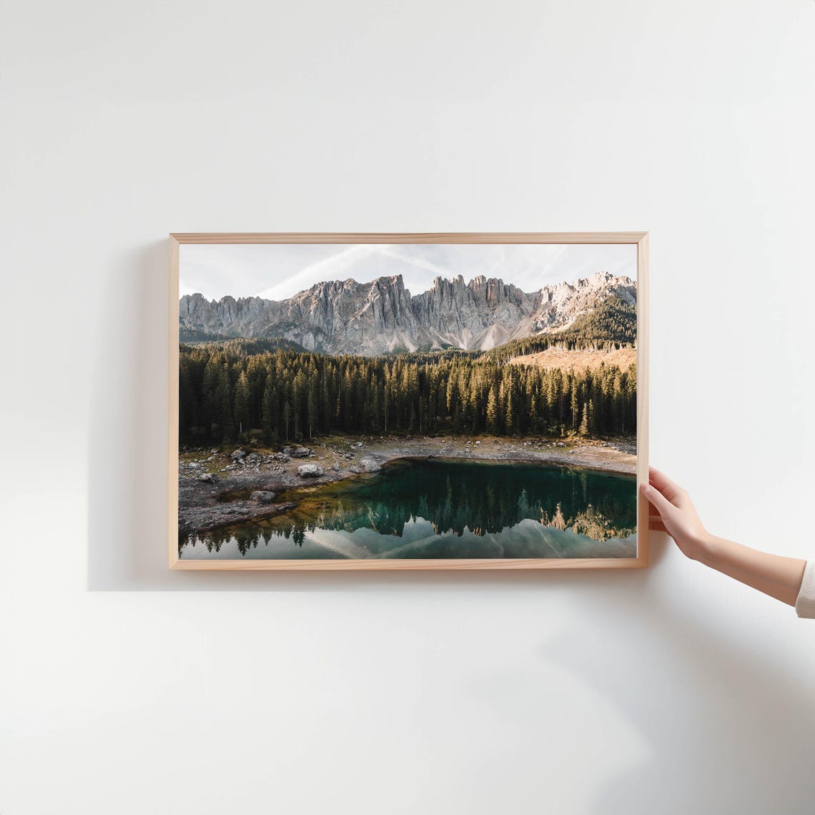 Lago di Carezza Emerald Lake Latemar Forest Reflection Poster - Image 2