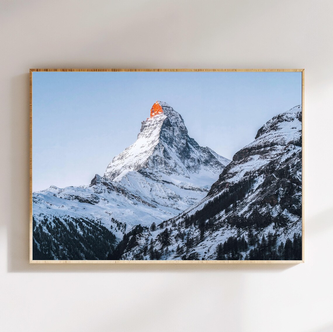 Matterhorn Sunrise Glowing Orange Summit Snowy Swiss Alps Photo Poster - Image 5