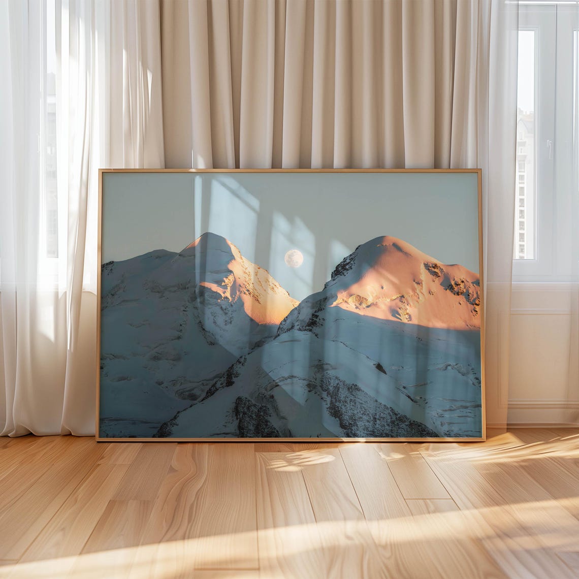 Castor And Pollux Twin Snow Peaks With Moonrise Monte Rosa Alps Poster - Image 4