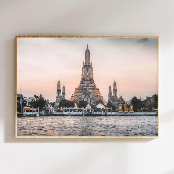 Wat Arun Sunset Bangkok Thailand Travel Poster