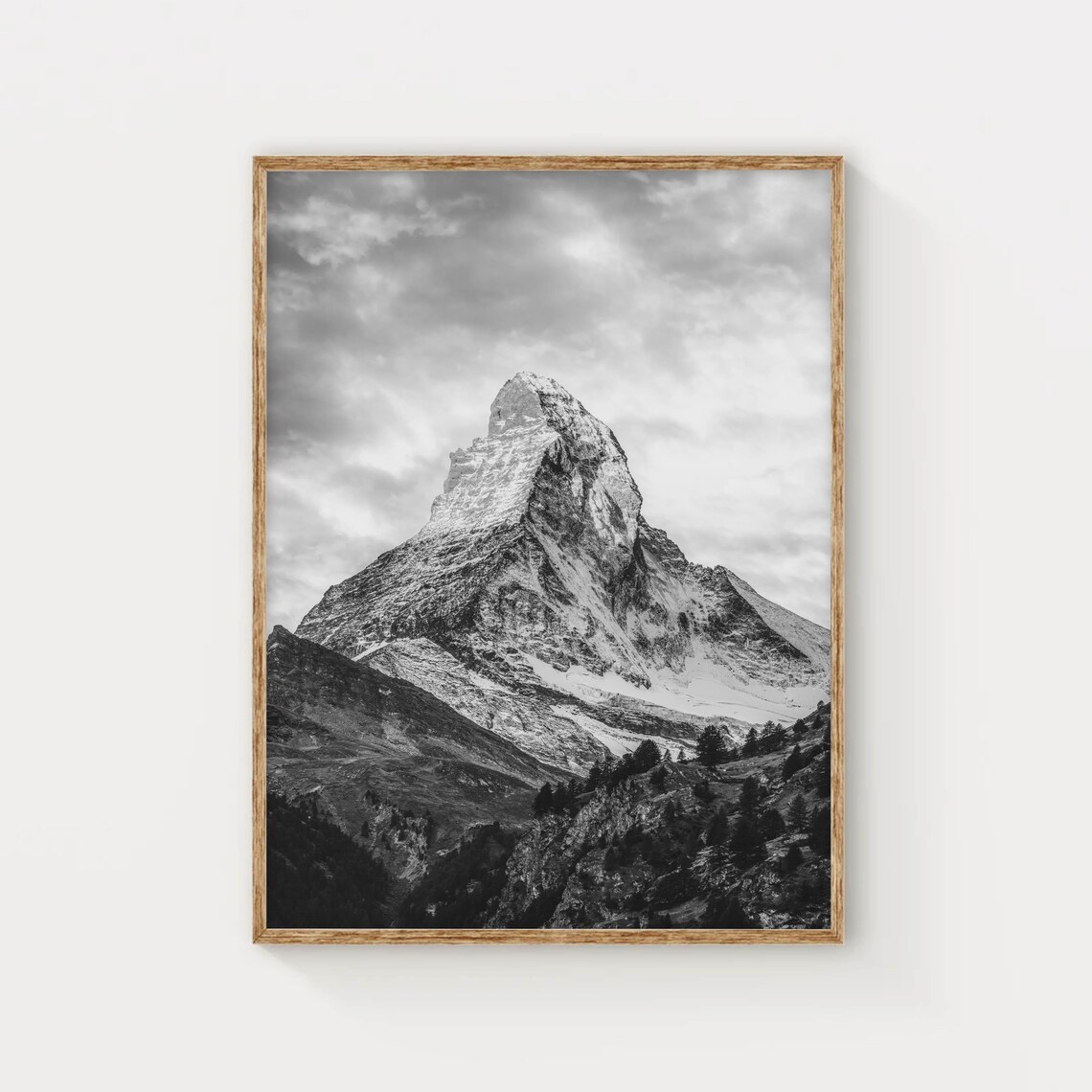 Matterhorn Zermatt Swiss Alps Black And White Art Print