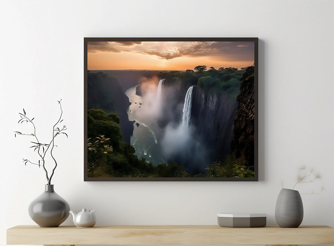 Victoria Falls Travel Poster, Zimbabwe Decor