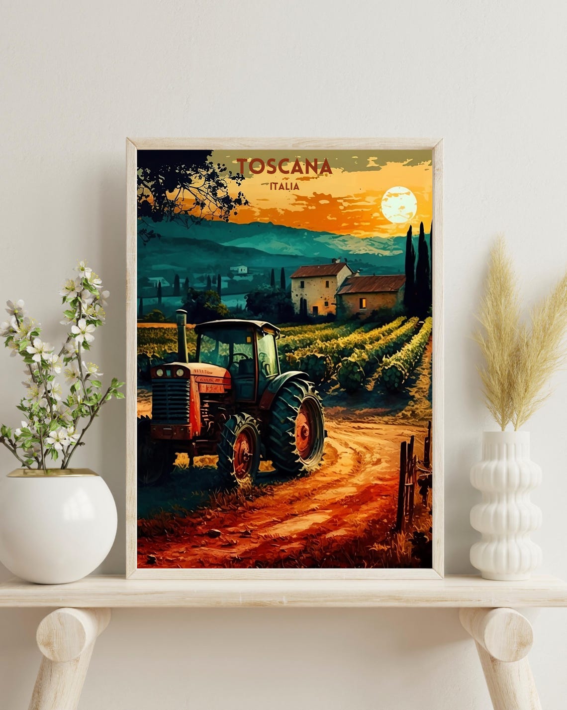 Toscana Travel Poster, Tuscany Italy Art