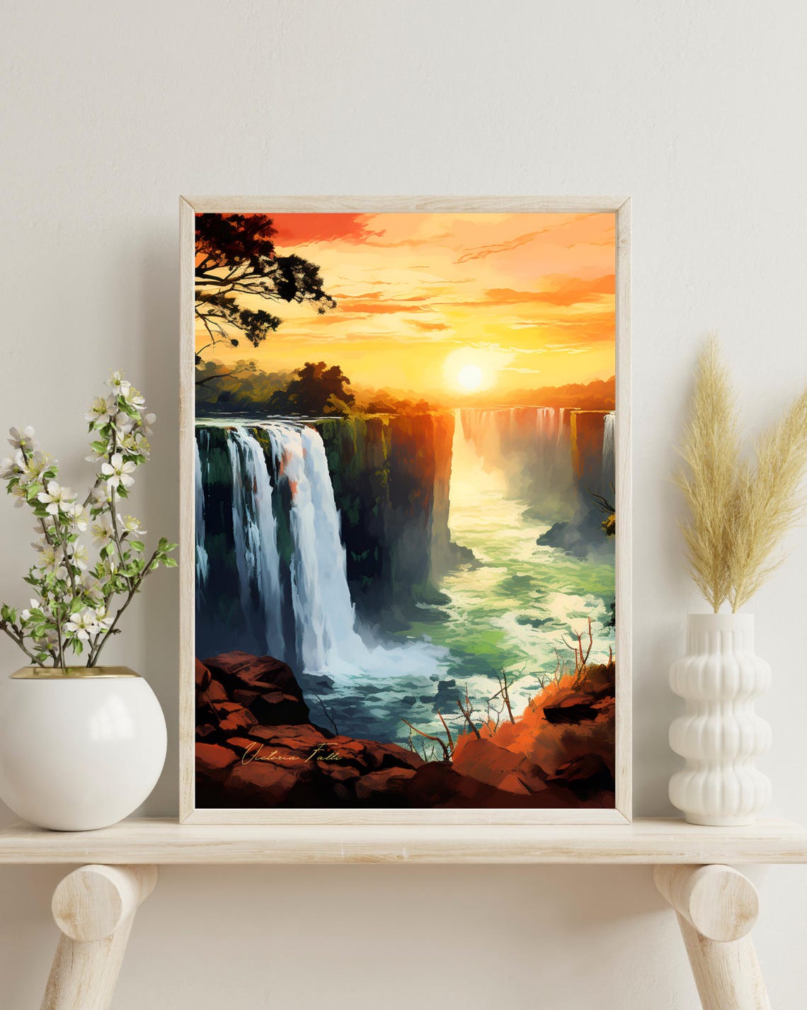 Victoria Falls Travel Poster, Africa Painting